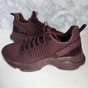 Steve Madden Maxima Sneakers Women's 9.5 Maroon Rhinestone Bling Trainer sporty